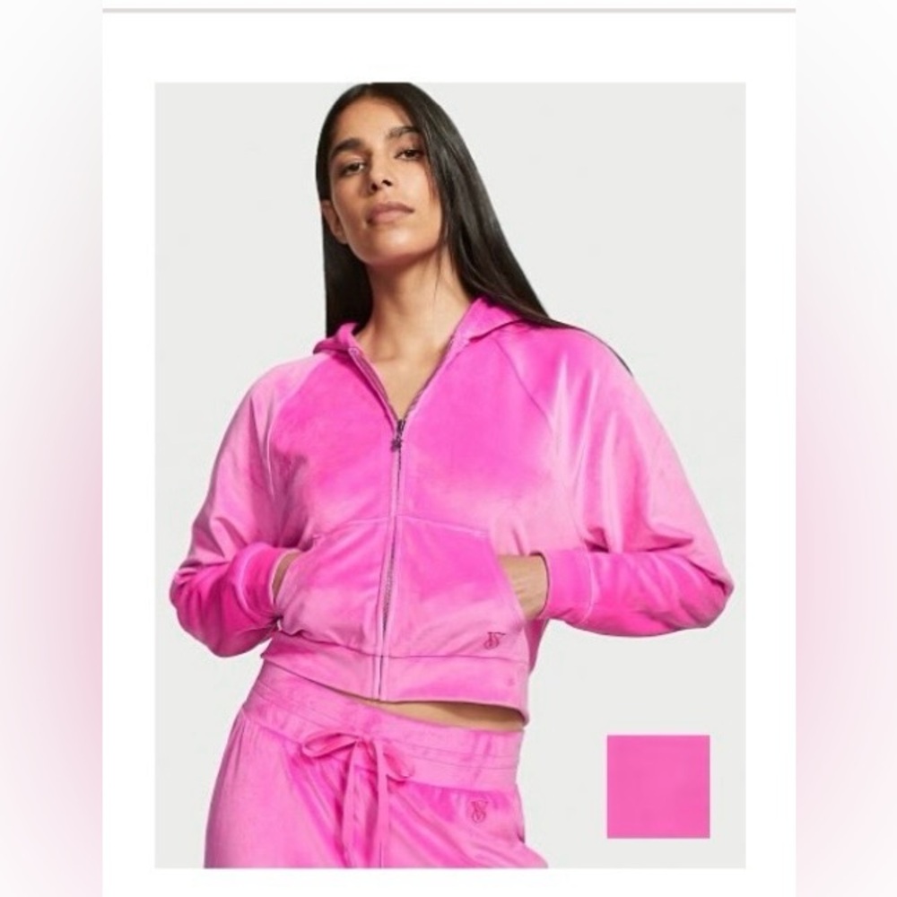 EUC Large pink velour hoodie